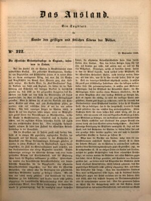 Das Ausland Samstag 15. September 1849