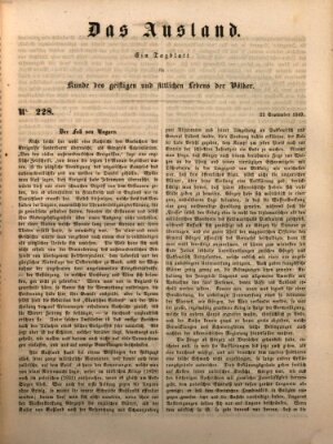 Das Ausland Samstag 22. September 1849