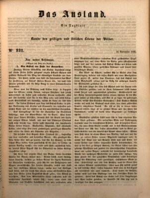 Das Ausland Mittwoch 26. September 1849