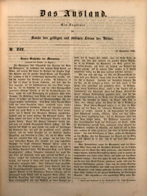 Das Ausland Donnerstag 27. September 1849