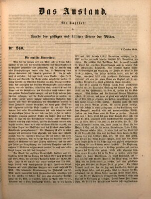 Das Ausland Samstag 6. Oktober 1849