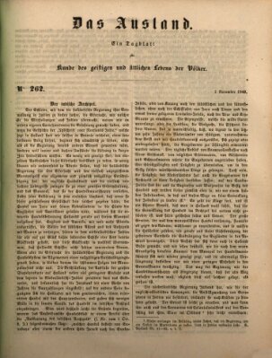 Das Ausland Donnerstag 1. November 1849