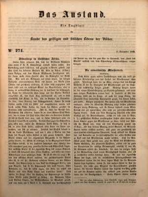 Das Ausland Donnerstag 15. November 1849