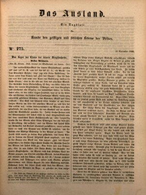 Das Ausland Freitag 16. November 1849