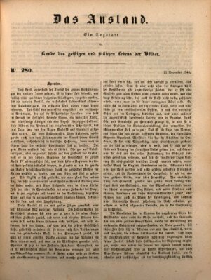 Das Ausland Donnerstag 22. November 1849