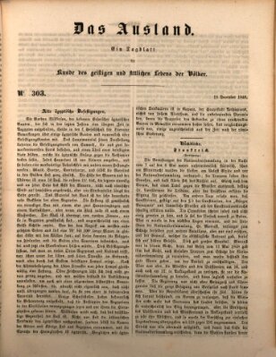 Das Ausland Mittwoch 19. Dezember 1849