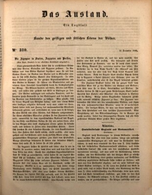 Das Ausland Donnerstag 27. Dezember 1849