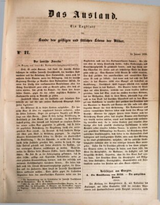 Das Ausland Donnerstag 24. Januar 1850