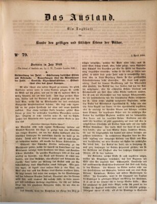 Das Ausland Dienstag 2. April 1850