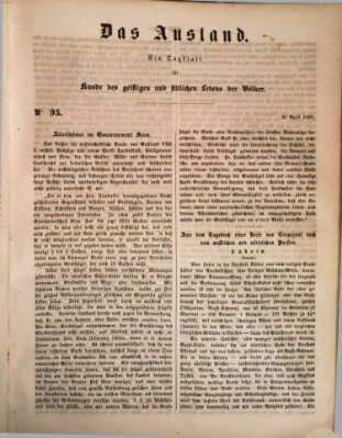 Das Ausland Samstag 20. April 1850