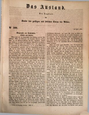 Das Ausland Freitag 26. April 1850