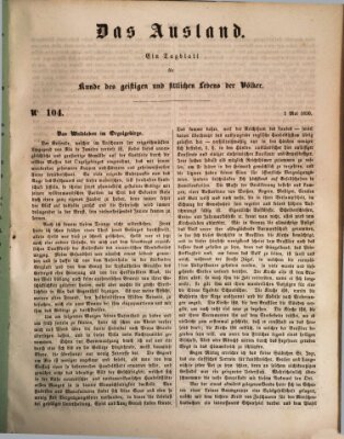 Das Ausland Mittwoch 1. Mai 1850