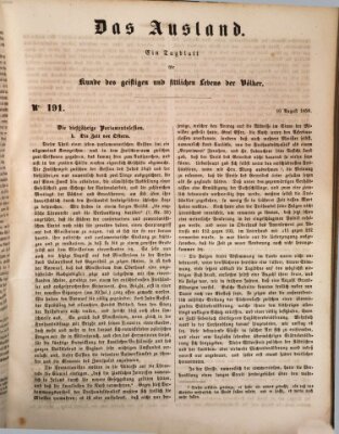 Das Ausland Samstag 10. August 1850