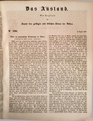 Das Ausland Freitag 16. August 1850