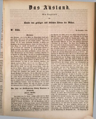 Das Ausland Samstag 28. September 1850