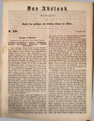 Das Ausland Mittwoch 16. Oktober 1850