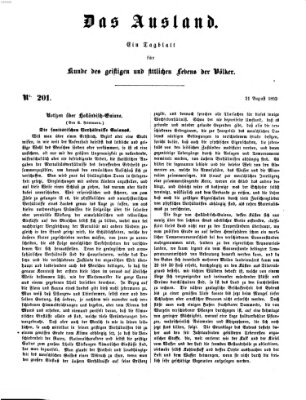 Das Ausland Samstag 21. August 1852