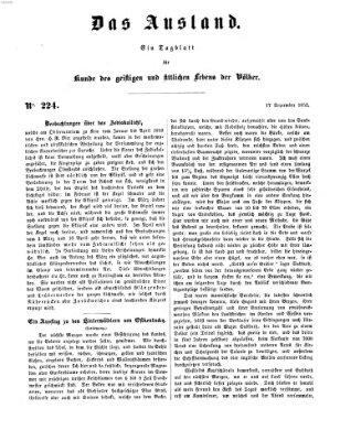 Das Ausland Freitag 17. September 1852