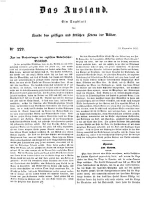 Das Ausland Dienstag 21. September 1852