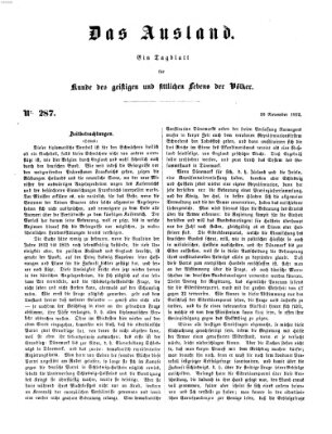 Das Ausland Dienstag 30. November 1852