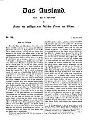 Das Ausland Freitag 23. September 1853