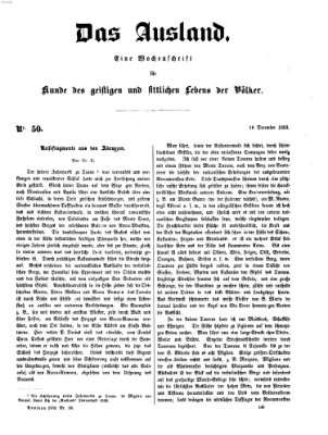 Das Ausland Freitag 16. Dezember 1853