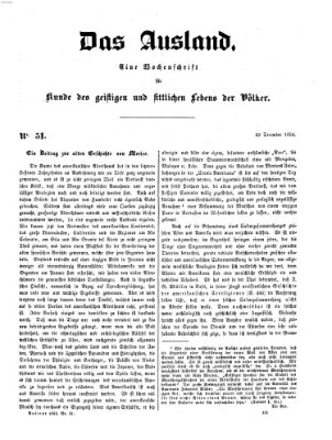 Das Ausland Freitag 22. Dezember 1854