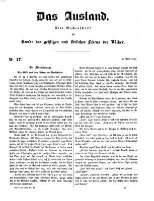 Das Ausland Freitag 27. April 1855