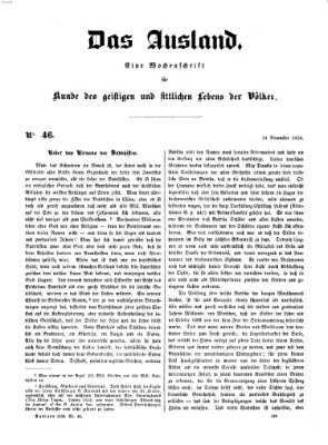 Das Ausland Freitag 14. November 1856