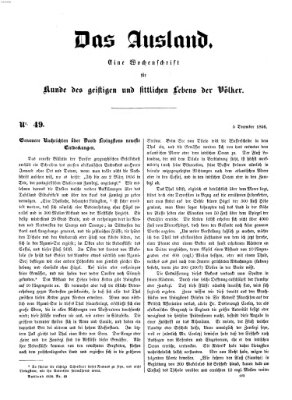 Das Ausland Freitag 5. Dezember 1856