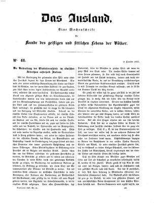 Das Ausland Freitag 9. Oktober 1857