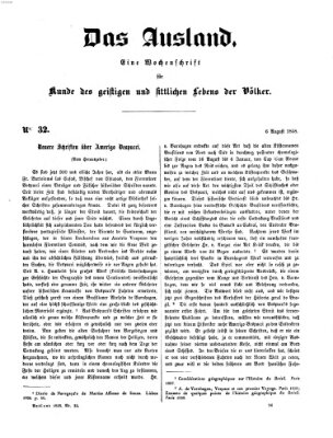 Das Ausland Freitag 6. August 1858