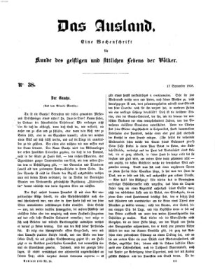 Das Ausland Freitag 17. September 1858