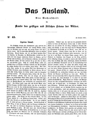 Das Ausland Freitag 22. Oktober 1858