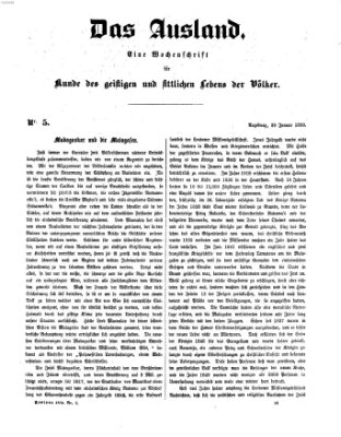 Das Ausland Samstag 29. Januar 1859