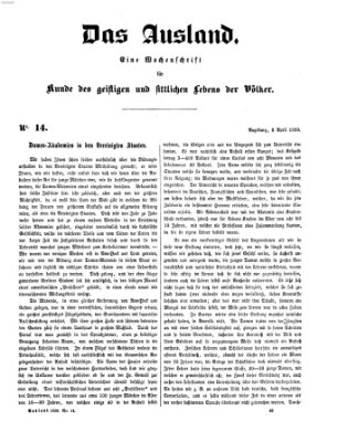 Das Ausland Samstag 2. April 1859