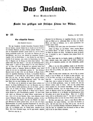 Das Ausland Samstag 23. April 1859