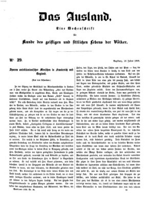 Das Ausland Samstag 16. Juli 1859