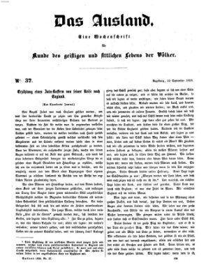 Das Ausland Samstag 10. September 1859