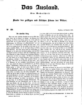 Das Ausland Samstag 26. November 1859