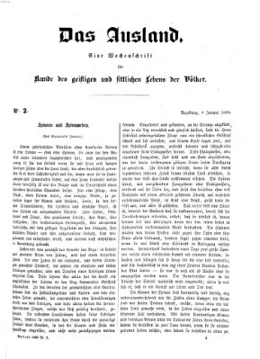 Das Ausland Sonntag 8. Januar 1860