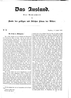 Das Ausland Sonntag 15. Januar 1860