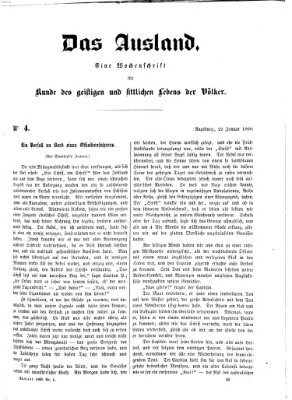 Das Ausland Sonntag 22. Januar 1860