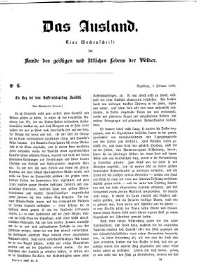 Das Ausland Sonntag 5. Februar 1860