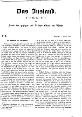 Das Ausland Sonntag 12. Februar 1860