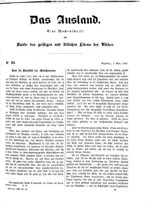 Das Ausland Sonntag 4. März 1860