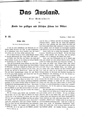 Das Ausland Sonntag 1. April 1860