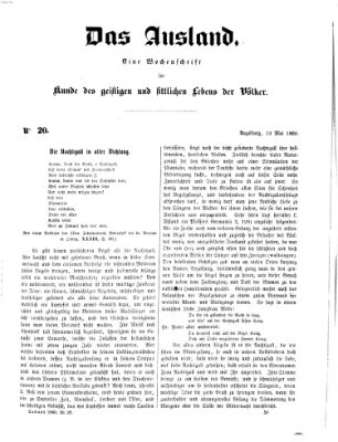 Das Ausland Sonntag 13. Mai 1860