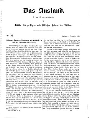 Das Ausland Sonntag 2. September 1860