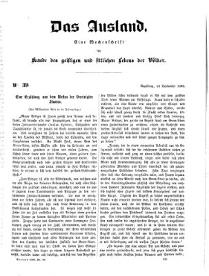 Das Ausland Sonntag 23. September 1860